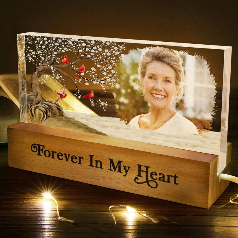 Personalized Block LED Light Plaque Memorial Photo Night Light With 'I'm Always With You' Cozy Glow Unique Sympathy Gift - Image 2