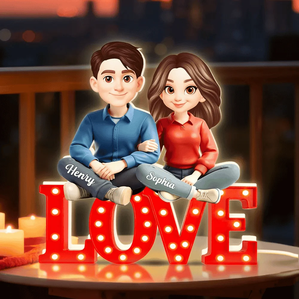 Personalized Couple Acrylic Light Box with Warm Glow LOVE Sign Decor, Unique Keepsake Gift for Him or Her - Image 3