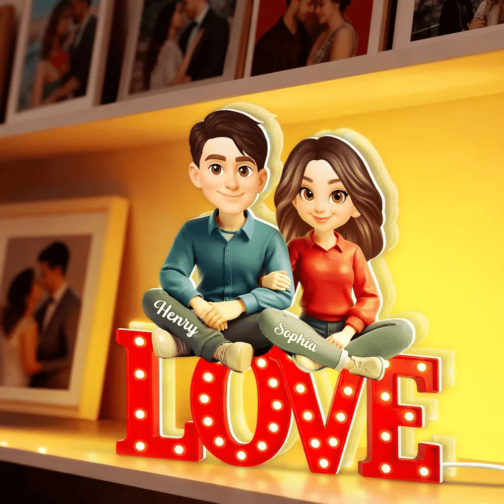 Personalized Couple Acrylic Light Box with Warm Glow LOVE Sign Decor, Unique Keepsake Gift for Him or Her - Image 8