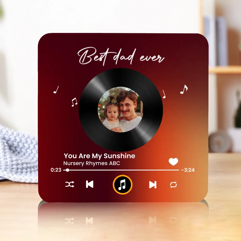 Personalized Acrylic Music Magnet With Photo & Song Look, Best Dad Ever Fridge Decor, Unique Father's Day Gift - Image 3