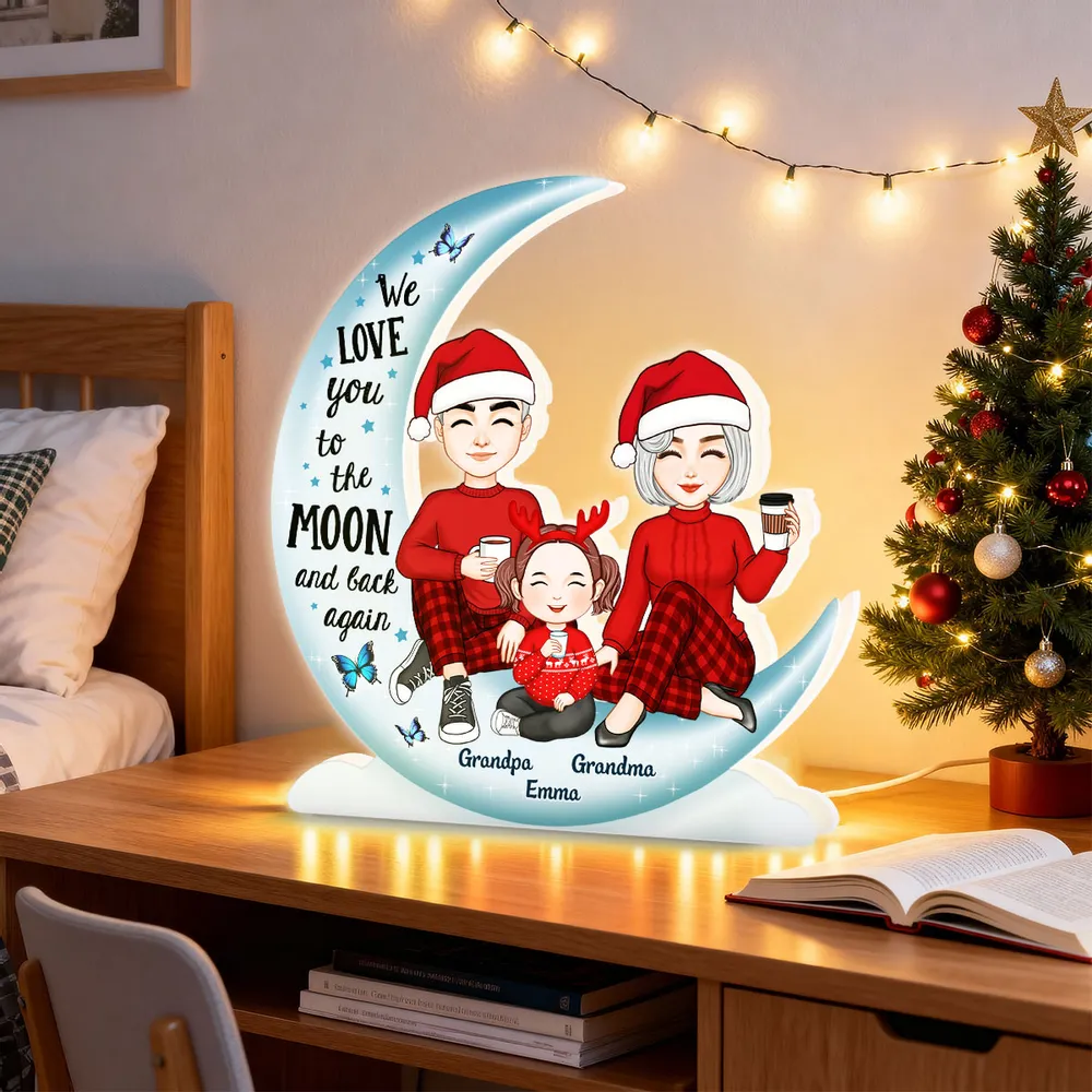 Acrylic Light Box 'We Love You to the Moon and Back' Night Light, Sweet Grandparent Gift, Cozy Bookshelf Decor - Image 3