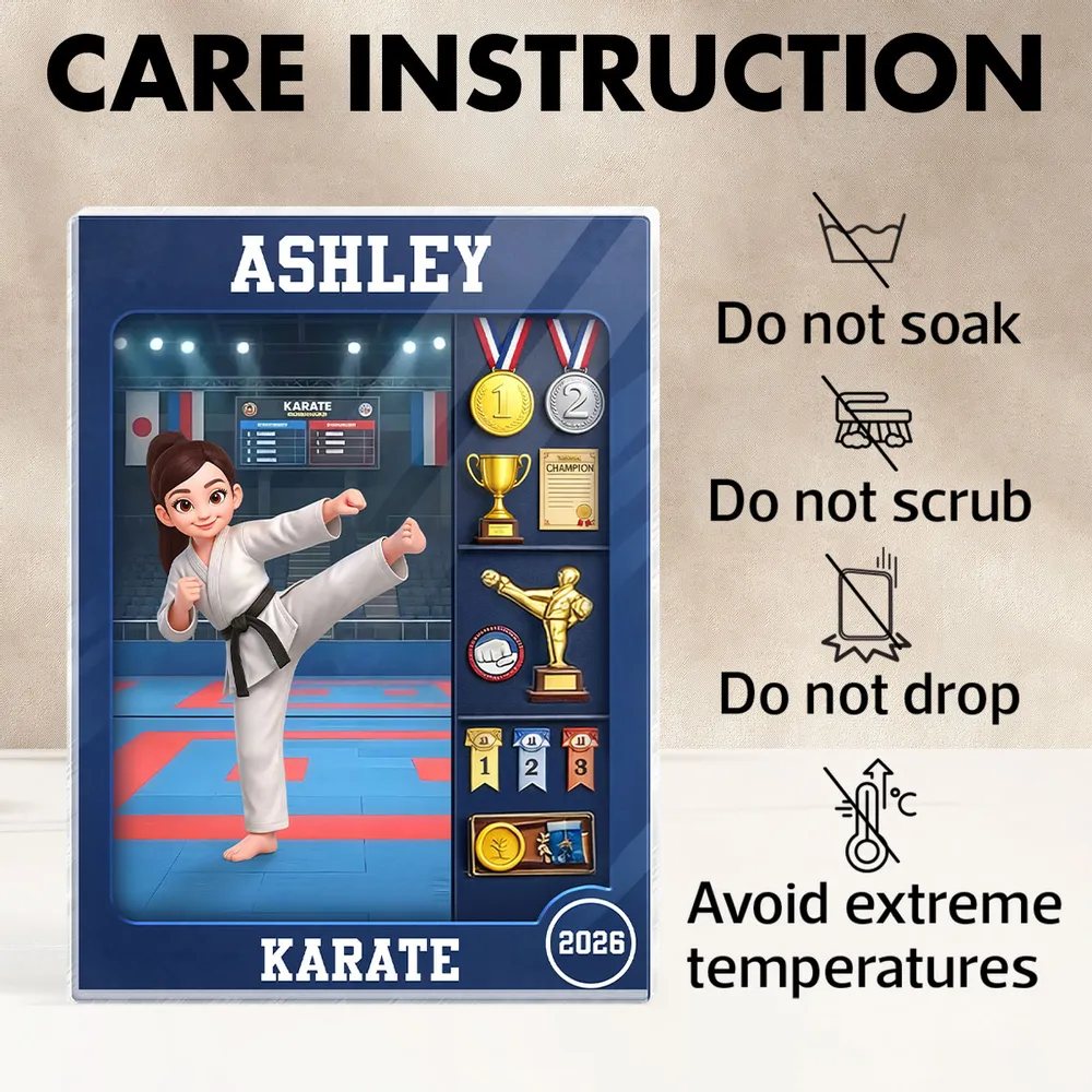 Personalized Karate Rectangle Acrylic Block Plaque, Kicking Girl Trophy Scene, Unique Creative Gift for Martial Arts Fans - Image 5