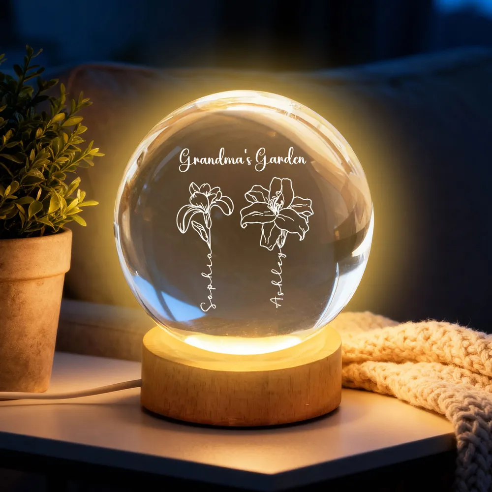 Globe Lamp Grandma's Garden Floral Glow, Personalized Keepsake for Cozy Home Decor, Sweet Gift for Grandma - Image 2