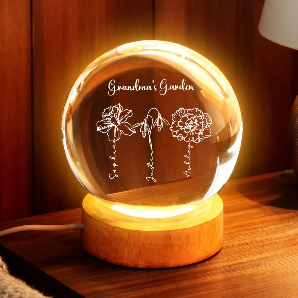 Globe Lamp Grandma's Garden Floral Glow, Personalized Keepsake for Cozy Home Decor, Sweet Gift for Grandma - Image 6