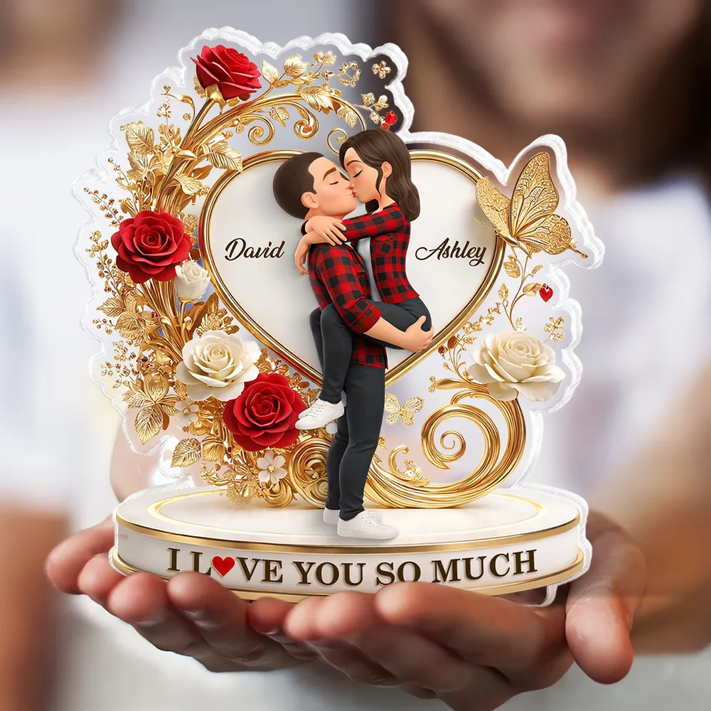 Shaped Acrylic Block Plaque Personalized with Names, I LOVE YOU SO MUCH Heart Design, Sweet Love Memory Home Accent, Creative Gift for Couple - Image 7