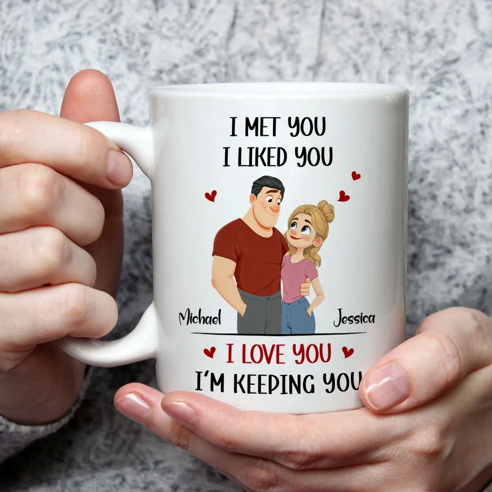 Personalized Couple Cartoon Ceramic Mug, 'I Love You I'm Keeping You' Cute Gift for Husband or Wife - Image 3