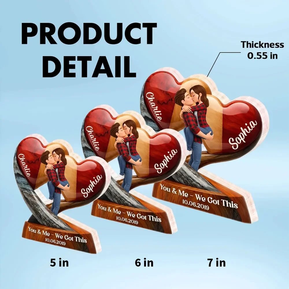 You & Me We Got This Personalized Shaped Acrylic Block Plaque Romantic Couple Keepsake Valentine's Day Gift - Image 4