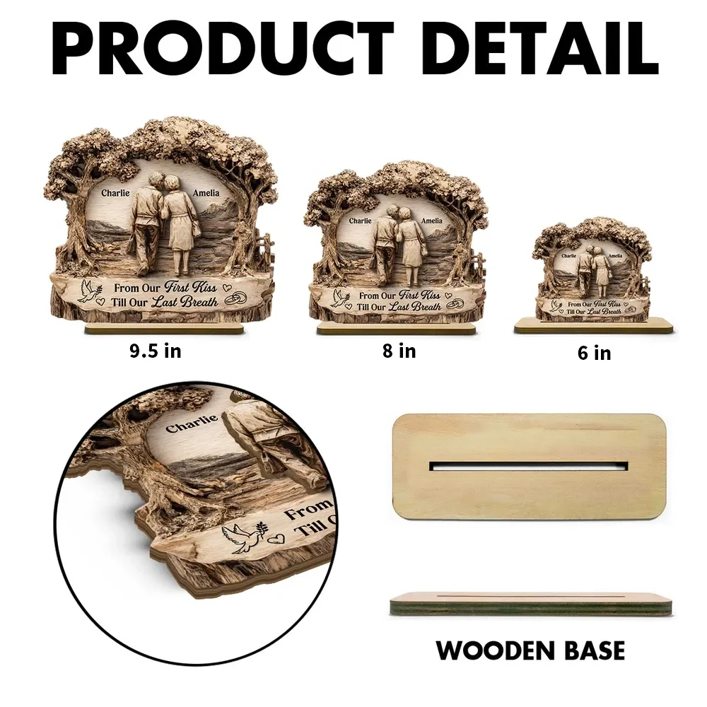 Personalized 2-Layer Wooden Plaque with Walking Couple Under Trees Romantic Unique Gift for Husband or Wife - Image 4