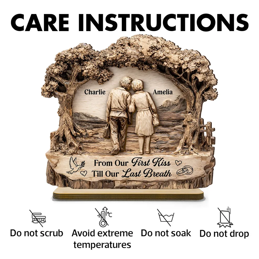 Personalized 2-Layer Wooden Plaque with Walking Couple Under Trees Romantic Unique Gift for Husband or Wife - Image 5