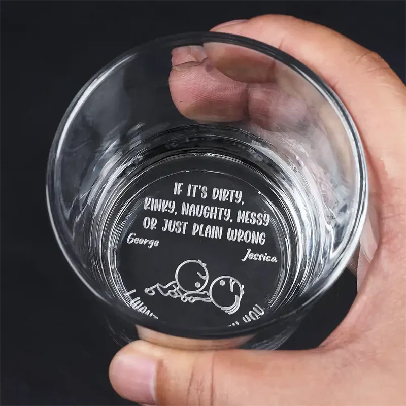 Personalized Engraved Whiskey Glass With Cheeky Couple Line Art For Date Night A Funny Unique Gift For Couples - Image 5