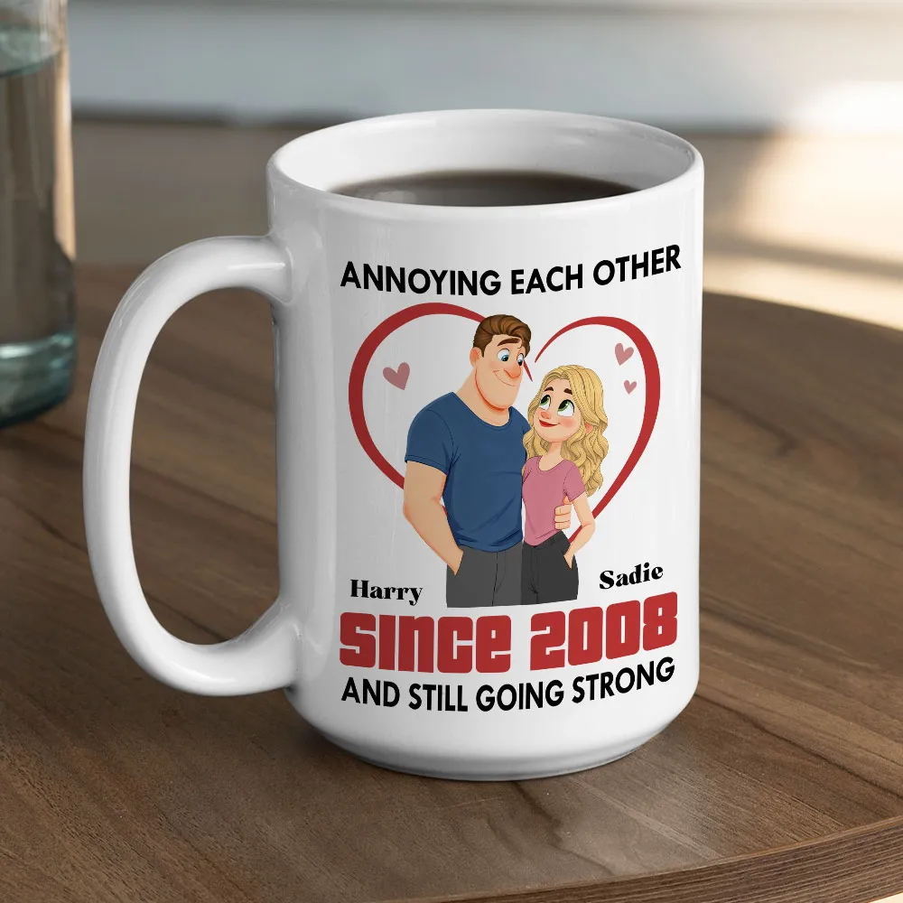 Personalized Couple Ceramic Mug - Cute Heart Cartoon for Morning Coffee, Unique Creative Gift for Husband or Wife - Image 6