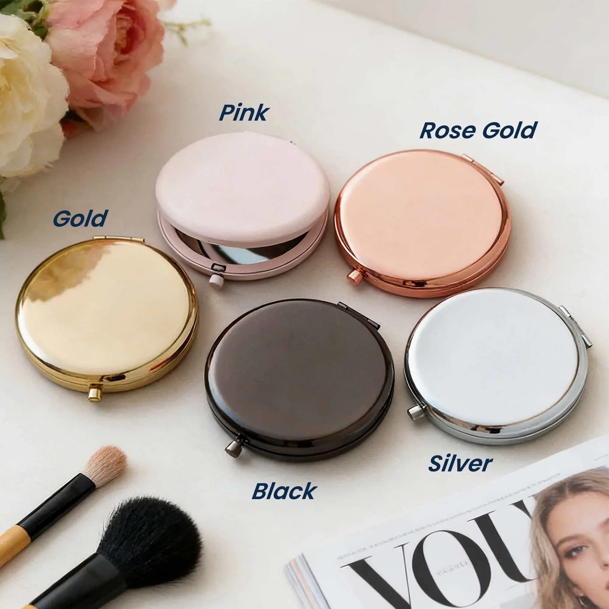 Custom Name Floral Metal Compact Mirror, Delicate Wildflower Design, Thoughtful Gift for Mom Daughter Best Friend, Sweet Daily Reminder - Image 5
