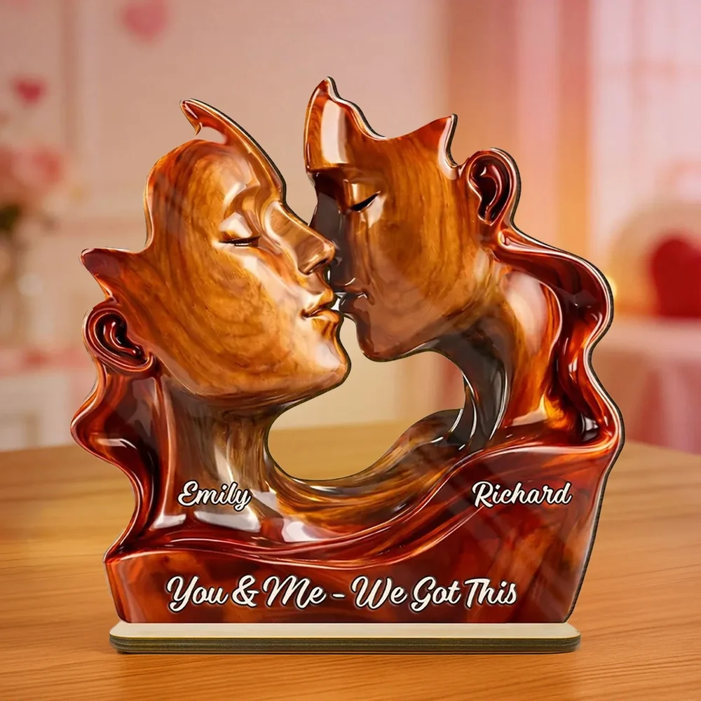 You & Me We Got This Personalized 2-Layer Wooden Plaque, Romantic Couple Keepsake for Anniversary or Valentine's Day Gift