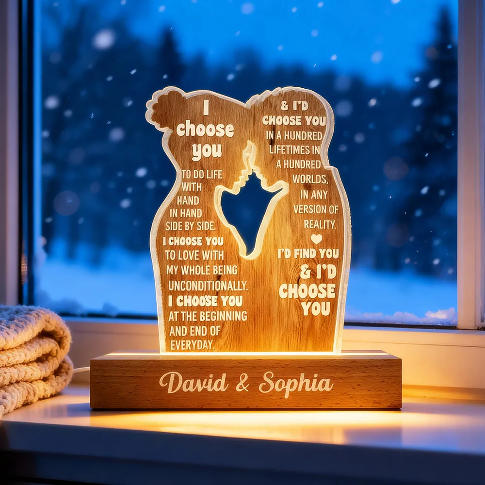 Personalized Block LED Light Plaque Couple Silhouette Quote Night Light for Bedroom - Unique Romantic Gift for Him or Her - Image 5