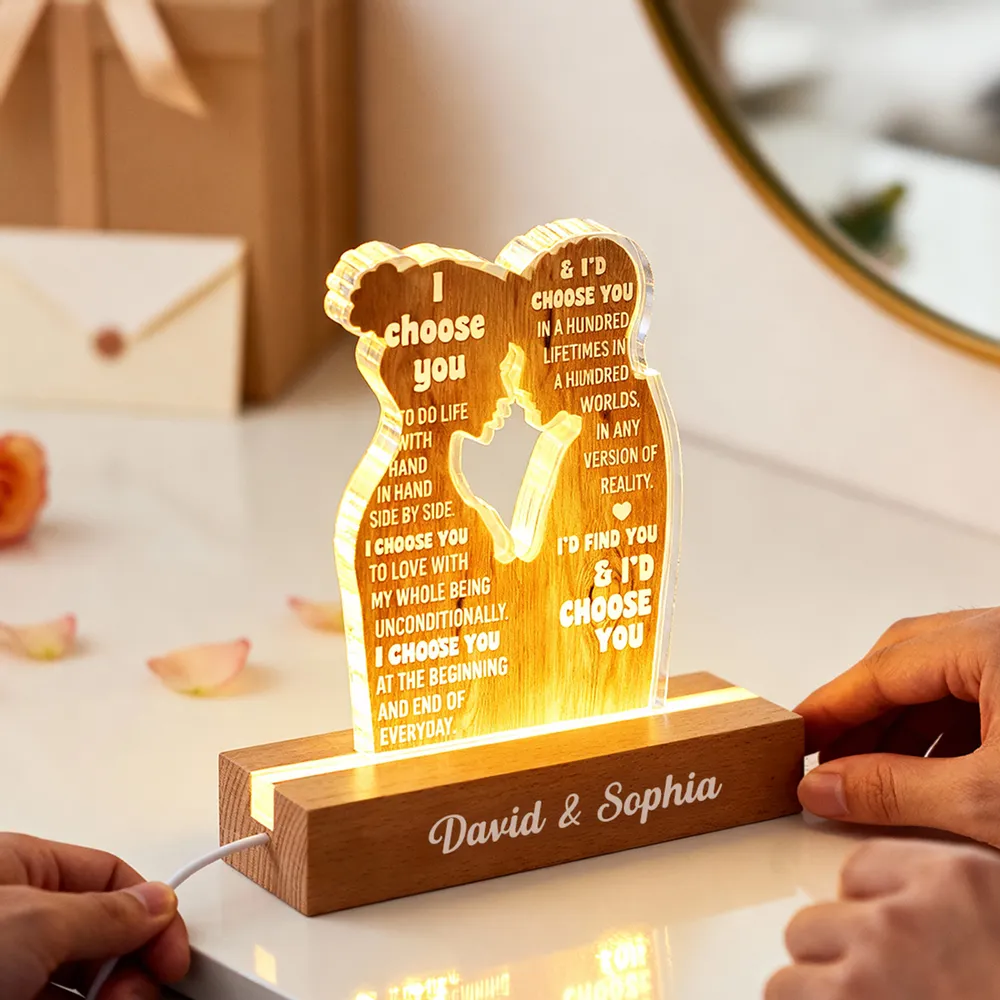 Personalized Block LED Light Plaque Couple Silhouette Quote Night Light for Bedroom - Unique Romantic Gift for Him or Her - Image 8