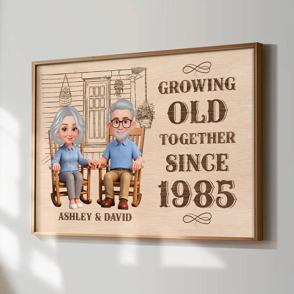 Personalized Couple Poster, Growing Old Together Rocking Chairs Wall Art, Unique Anniversary Gift for Husband & Wife - Image 7