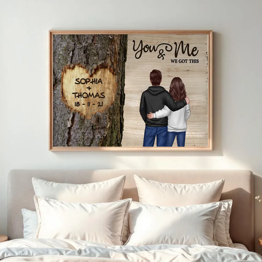 Personalized Couple Back View Poster, You & Me We Got This Tree Heart Wall Art, Unique Romantic Gift for Him or Her - Image 4