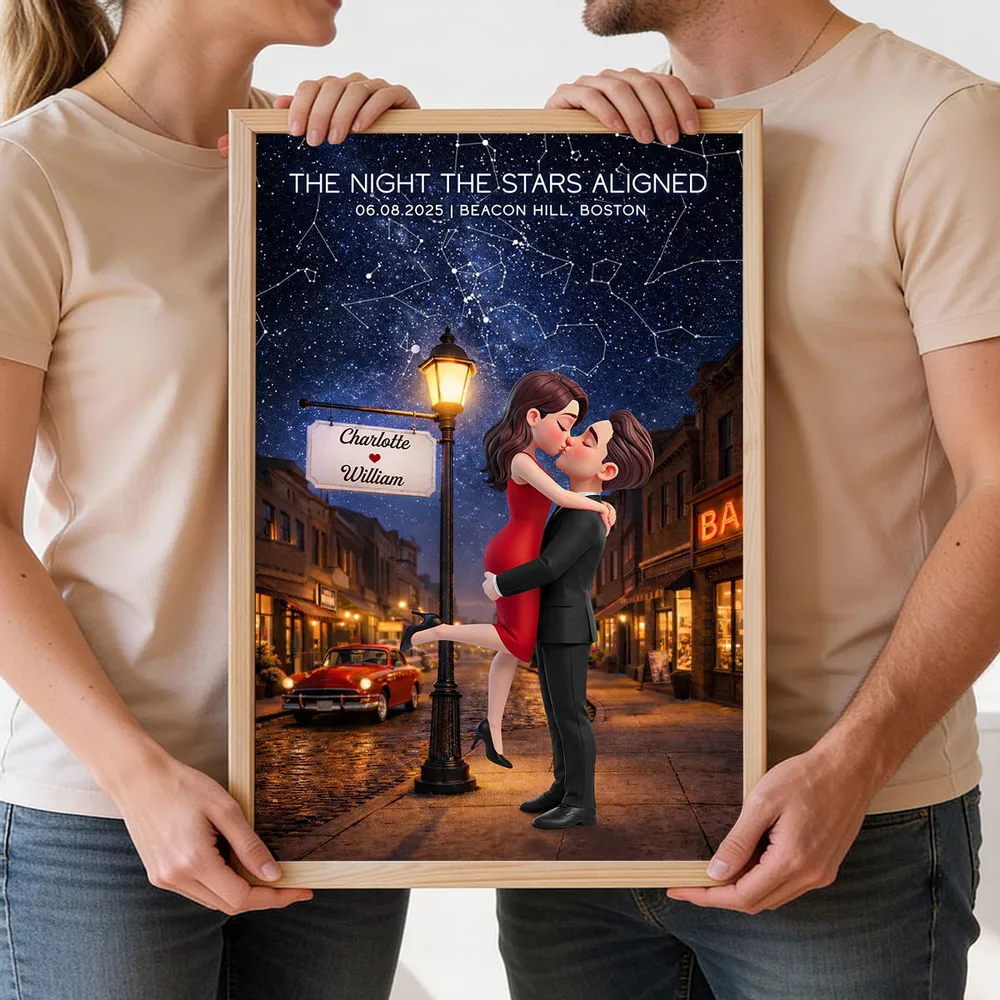 Personalized Star Map Couple Kissing Poster for Anniversary Decor, Night the Stars Aligned, Unique Gift for Couple - Image 6