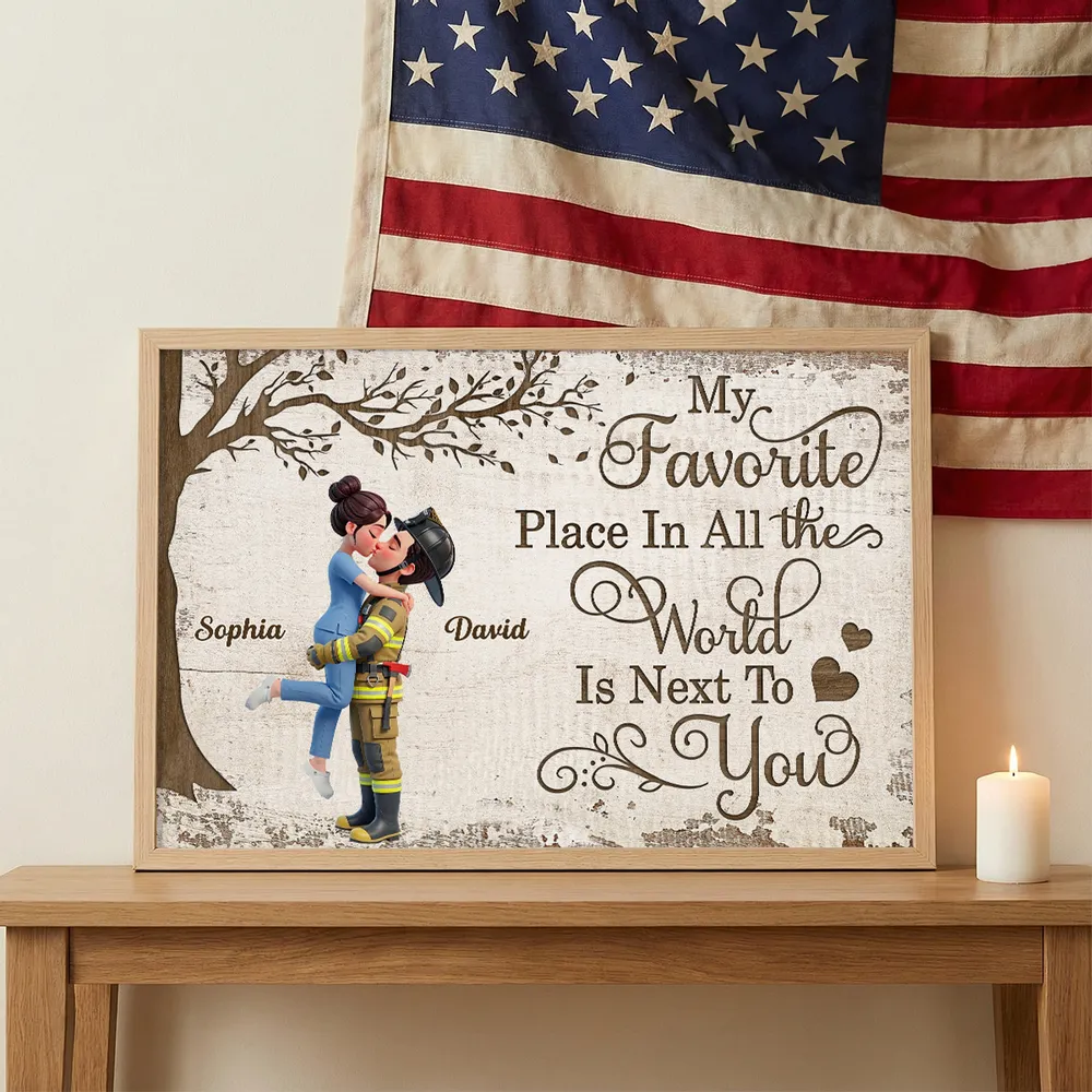 Personalized Couple Hugging Poster Wall Art Under Tree Romantic Home Decor - Unique Gift For Wife Or Husband - Image 5