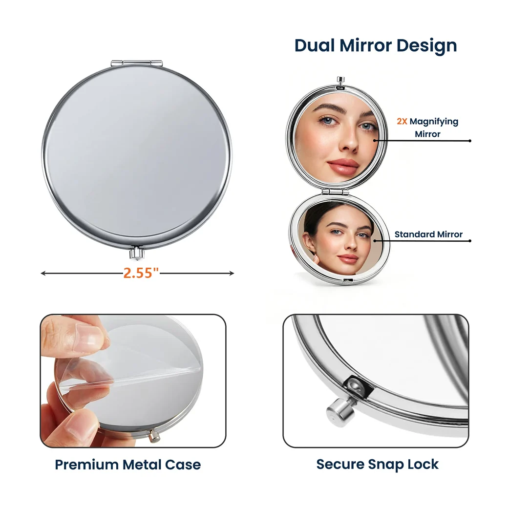 Mother & Daughter Forever Linked Together Metal Compact Mirror, Personalized Floral Pocket Mirror, Sweet Everyday Gift for Mom - Image 4