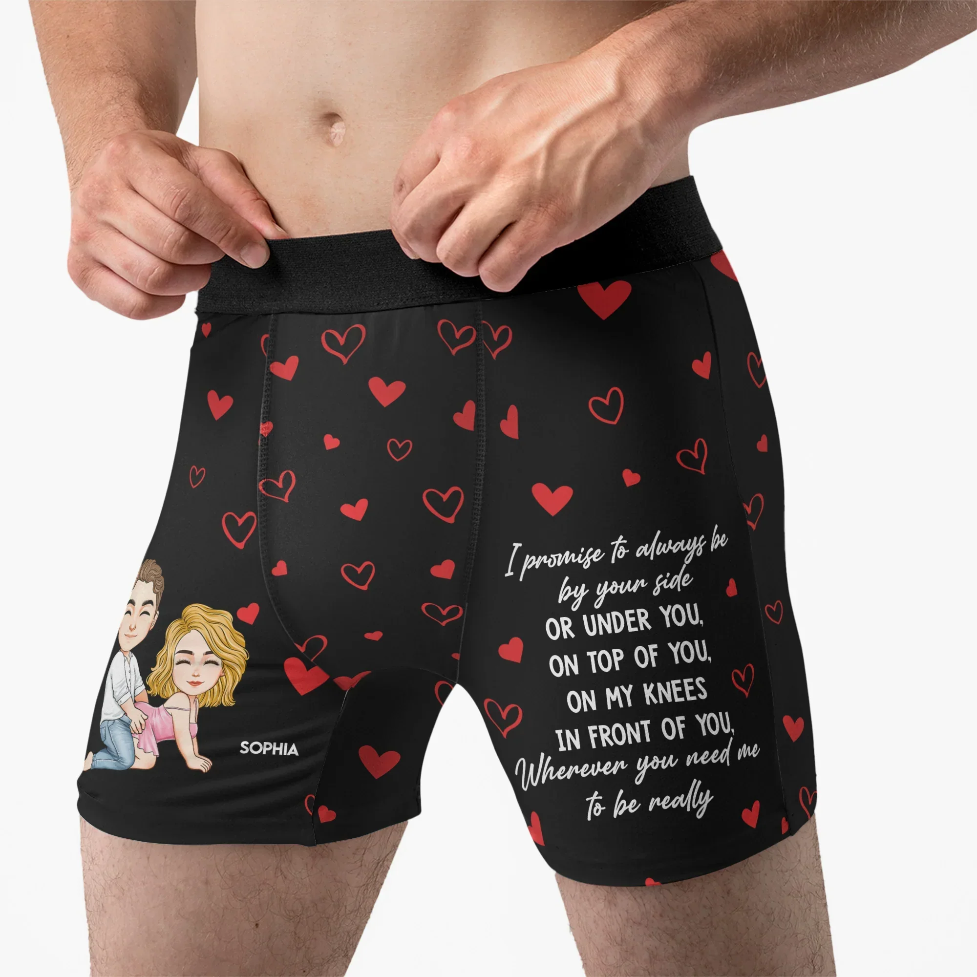 I Promise To Always Be By Your Side Quote Personalized Men's Boxer Briefs - Playful Couple Gift for Date Nights - Image 3