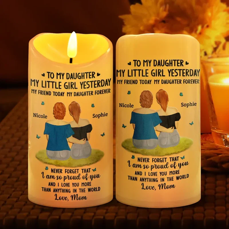 To My Daughter Personalized Flameless LED Candle - Soft Warm Light Sentimental Gift from Mom for Cozy Home Ambiance - Image 2