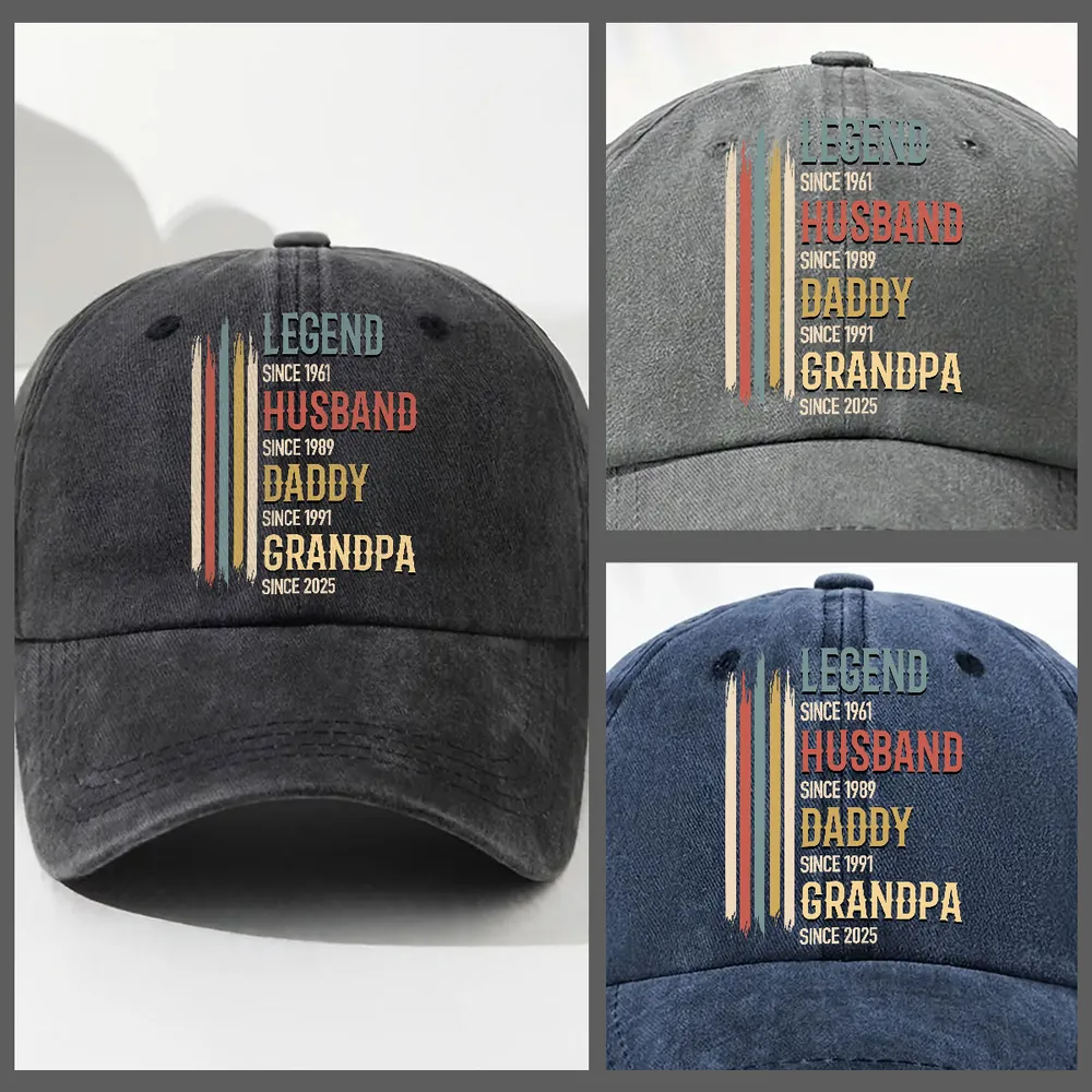 Washed Denim Baseball Cap with Personalized Vintage Legend Message, Everyday Casual Hat for Husband or Grandpa, Thoughtful Gift - Image 4