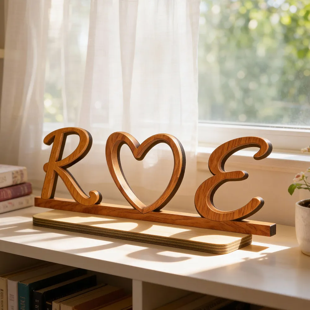 Personalized 2-Layer Wooden Plaque with Initials Heart, Romantic Shelf Decor, Unique Gift for Couples - Image 3