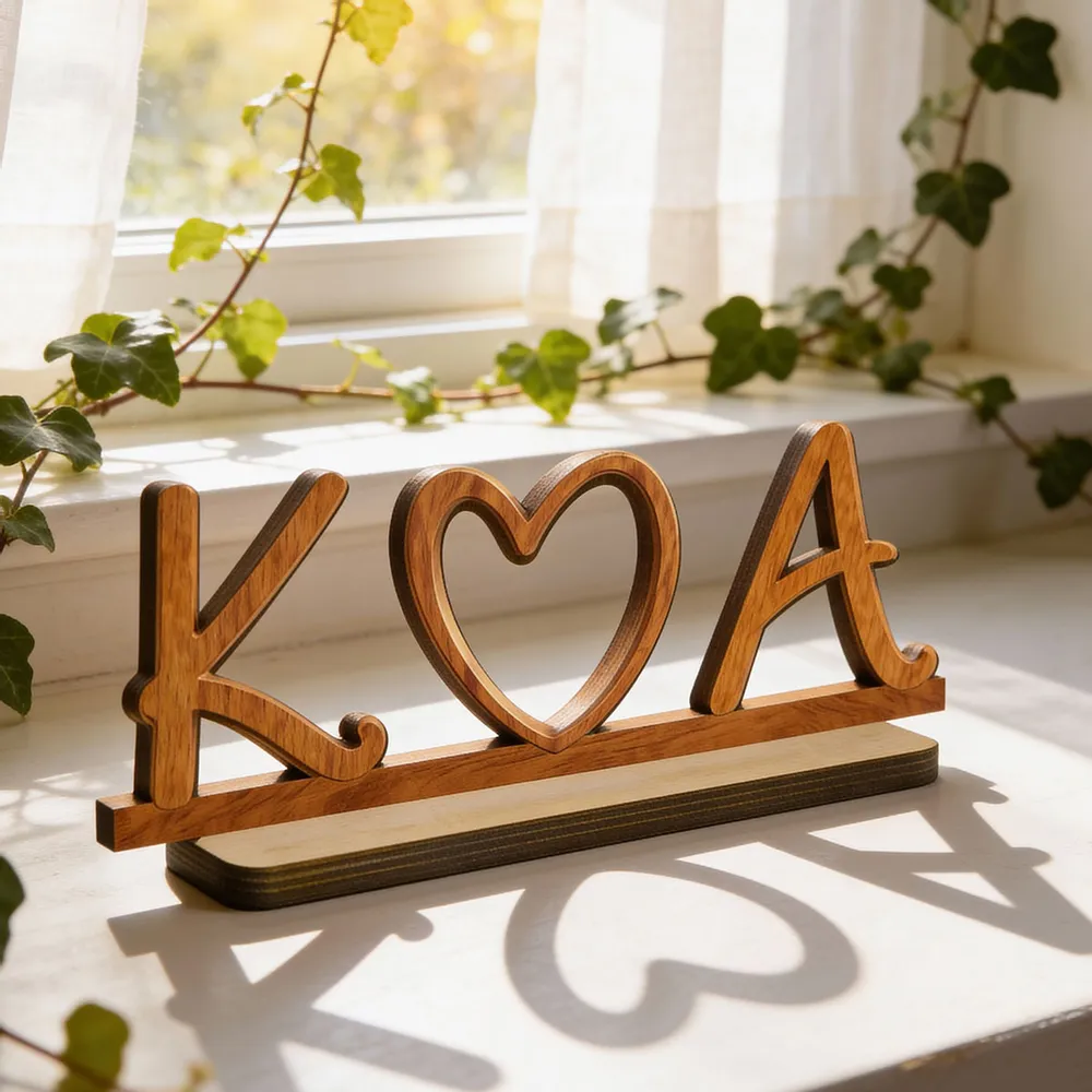 Personalized 2-Layer Wooden Plaque with Initials Heart, Romantic Shelf Decor, Unique Gift for Couples - Image 7