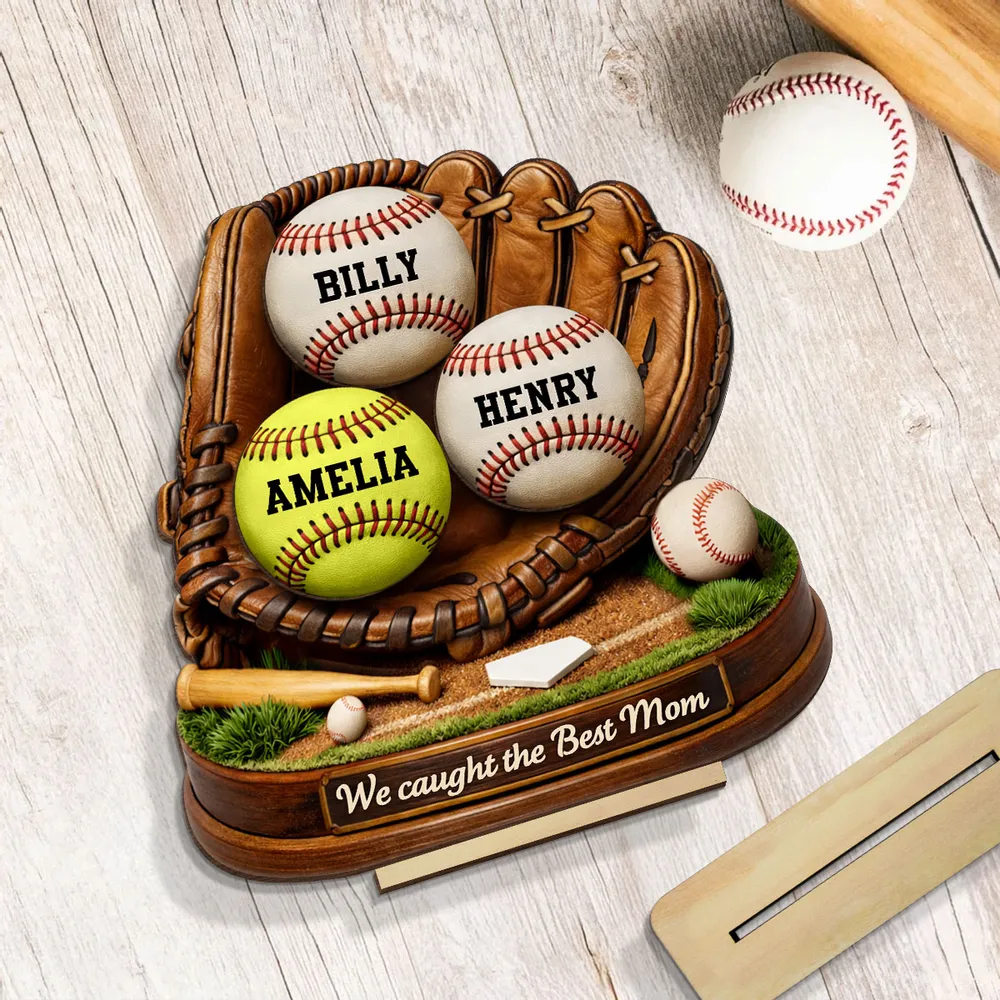 2-Layer Wooden Plaque Sports Mom Keepsake with Baseball Glove Scene, Unique Creative Gift for Mom - Image 7