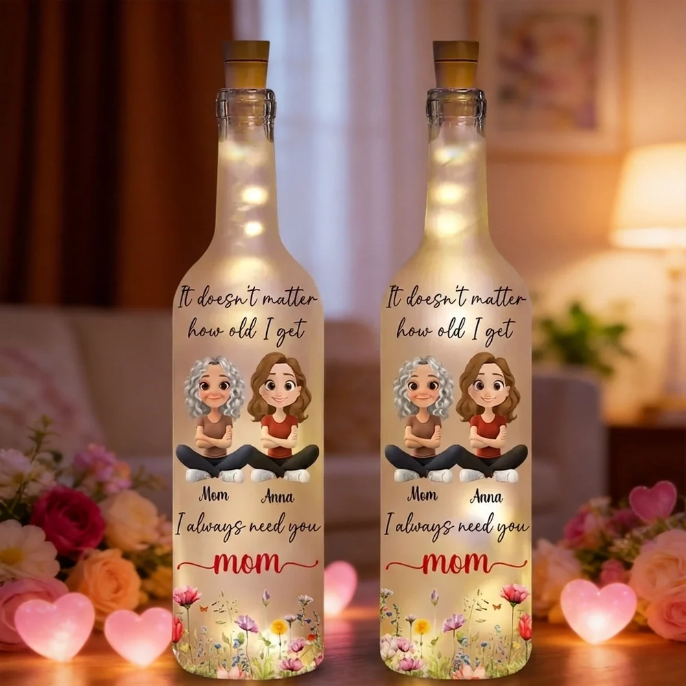 Always And Always Personalized Bottle Lamp, Sweet Mom Quote Light for Cozy Nights, Thoughtful Gift for Mom