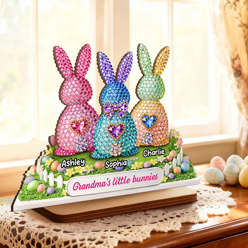 Grandma's Little Bunnies Personalized 2-Layer Wooden Plaque - Heartwarming Easter Keepsake Gift for Grandma, Bright Pastel Display - Image 2