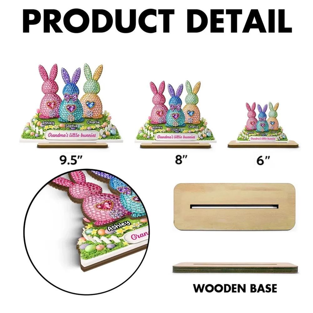 Grandma's Little Bunnies Personalized 2-Layer Wooden Plaque - Heartwarming Easter Keepsake Gift for Grandma, Bright Pastel Display - Image 7