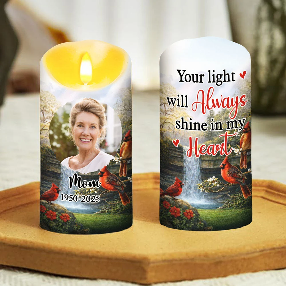 Personalized Flameless LED Candle with Photo and Memorial Quote, Peaceful Warm Glow, Unique Remembrance Gift - Image 5