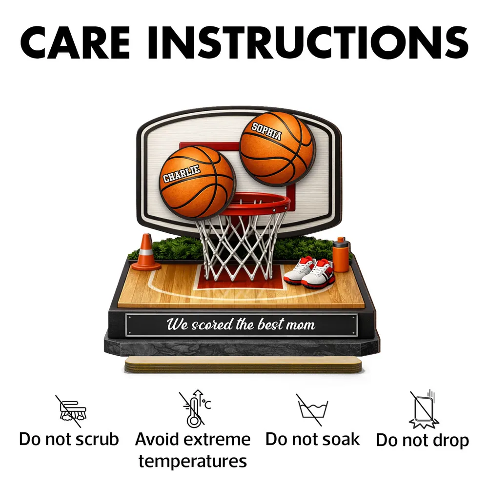 Personalized 2-Layer Wooden Plaque Basketball Hoop Scene for Mom, We Scored the Best Mom, Unique Sports Mom Gift - Image 5