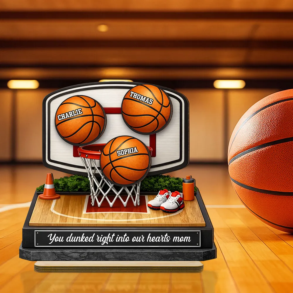 Personalized 2-Layer Wooden Plaque Basketball Hoop Scene for Mom, We Scored the Best Mom, Unique Sports Mom Gift - Image 7
