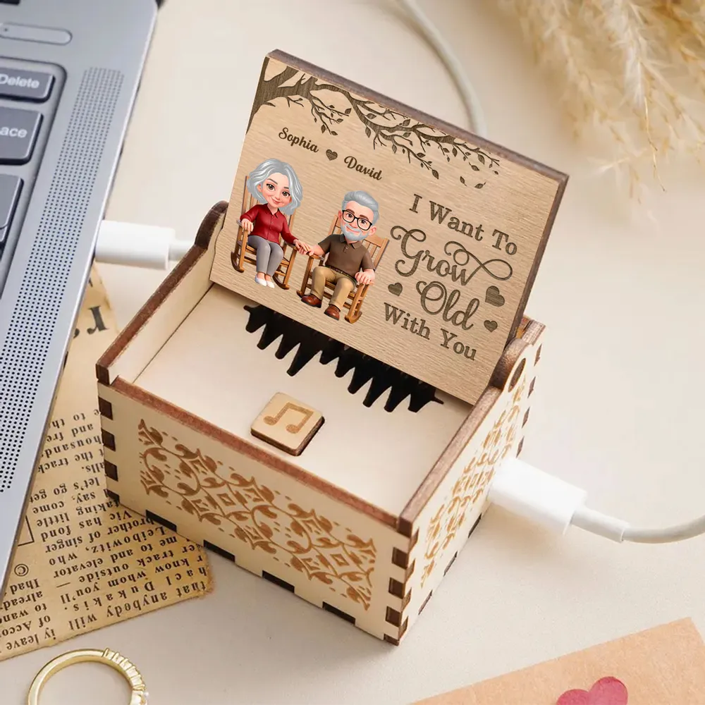 My Favorite Place Is Next To You Personalized Wooden Music Box, Sweet Couple Gift for Anniversary or Valentine's Day - Image 4