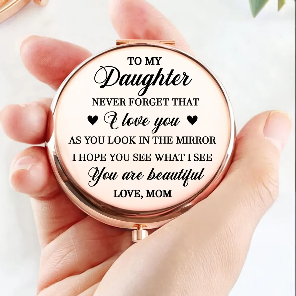 To My Daughter You Are Beautiful Personalized Metal Compact Mirror, Sweet Everyday Reminder, Unique Gift - Image 5