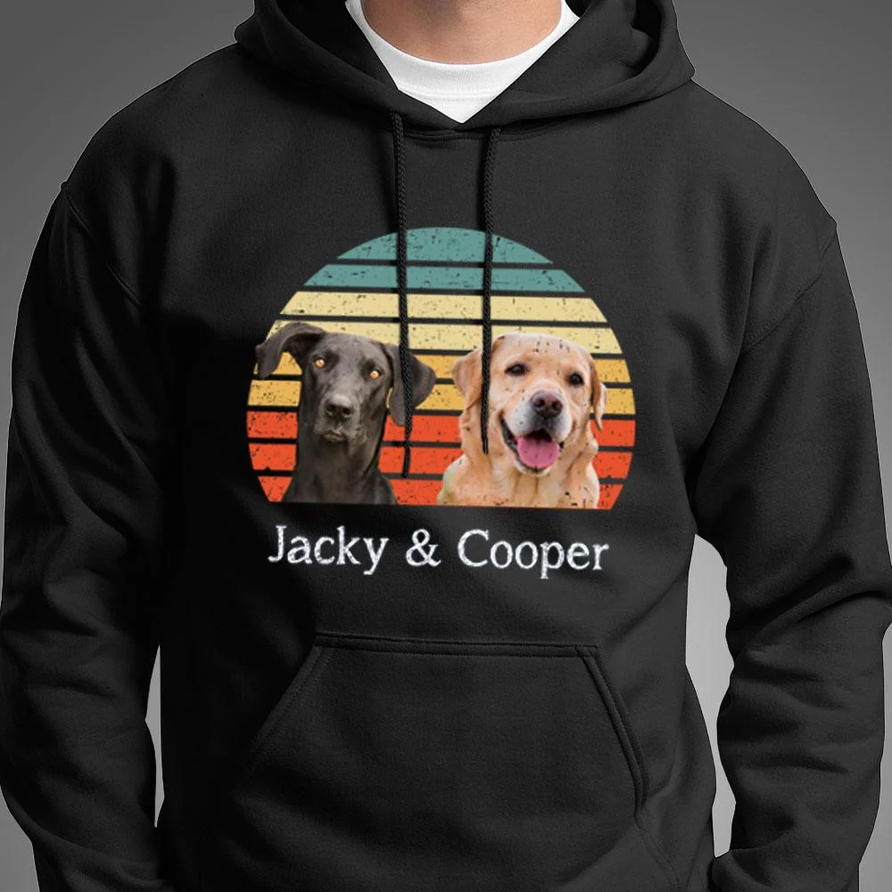 Custom Pet Portrait Classic Tee, Vintage Sunset Dog Design for Everyday Wear, Heartwarming Gift for Dog Moms & Dads - Image 5