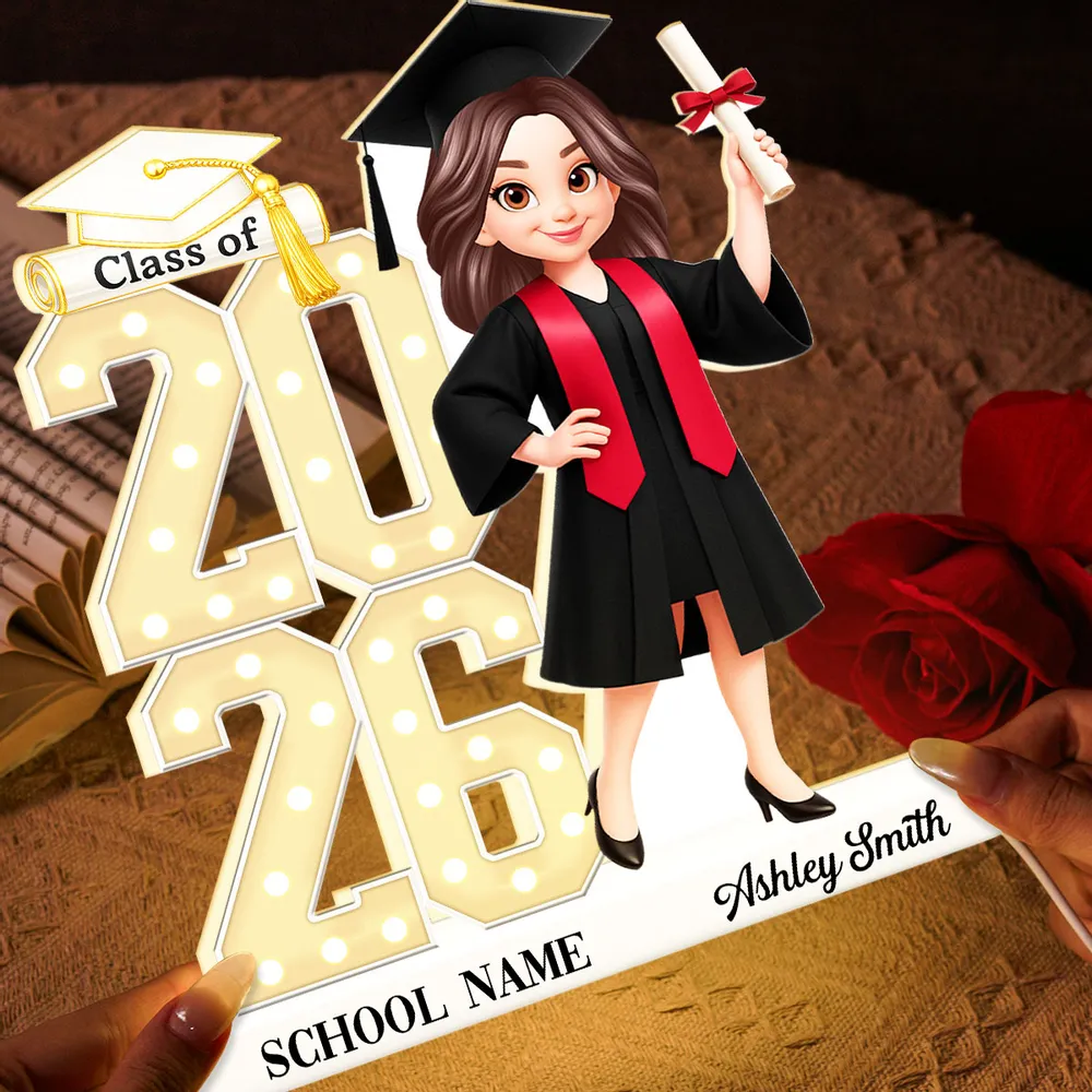 Personalized Graduation Acrylic Light Box with Class Year Cartoon Grad, Warm Glow Bedroom Decor, Unique Gift for Graduates - Image 5