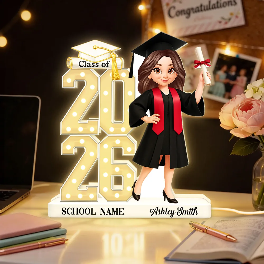 Personalized Graduation Acrylic Light Box with Class Year Cartoon Grad, Warm Glow Bedroom Decor, Unique Gift for Graduates - Image 6