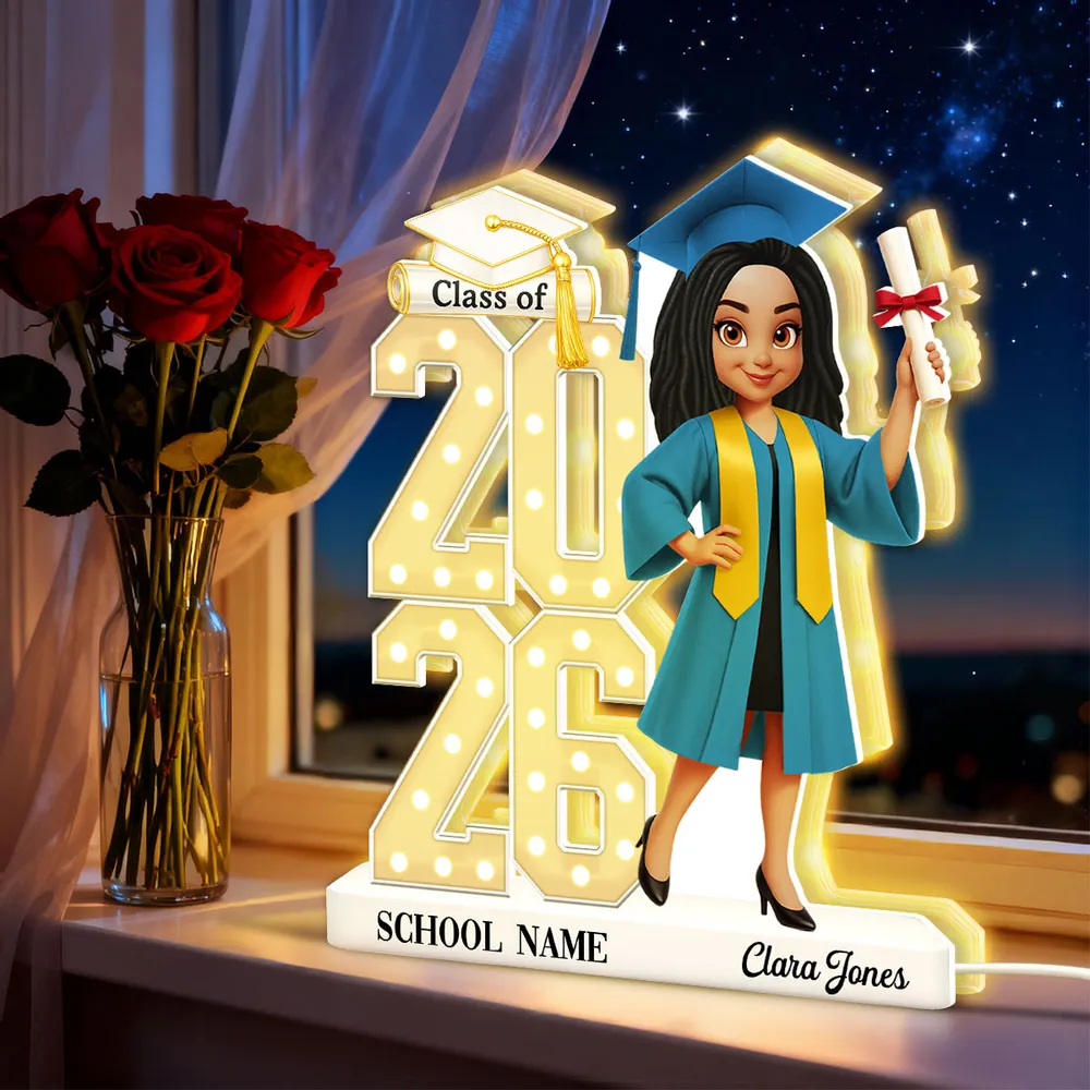 Personalized Graduation Acrylic Light Box with Class Year Cartoon Grad, Warm Glow Bedroom Decor, Unique Gift for Graduates - Image 7