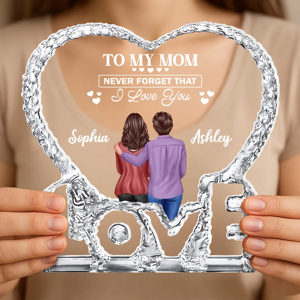 To My Mom I Love You Shaped Acrylic Block Plaque, Custom Names Love Memory Home Accent, Thoughtful Gift for Mom - Image 8