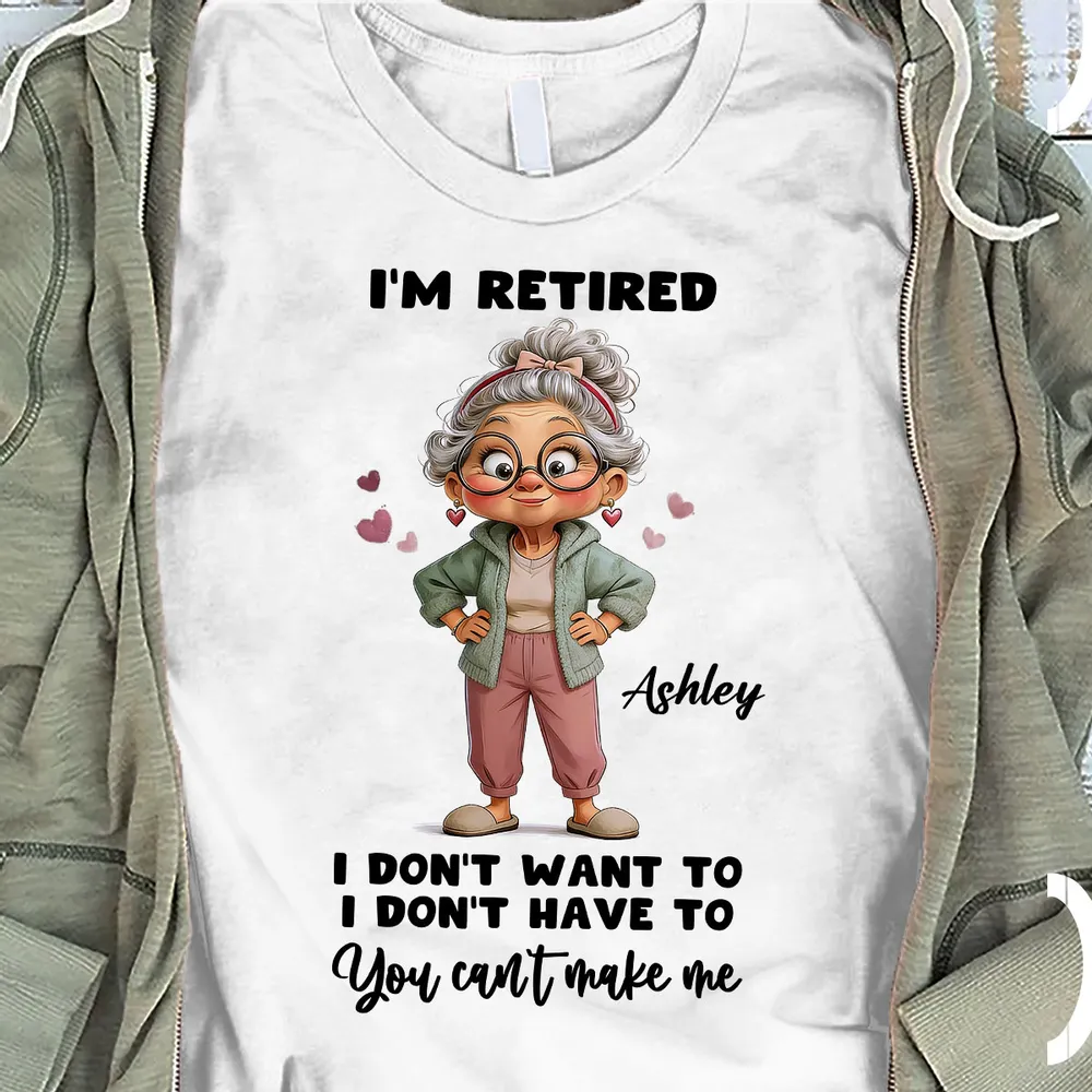 Personalized I'm Retired Classic Tee with Cute Grandma Cartoon Funny Gift for Mom or Grandma - Image 2