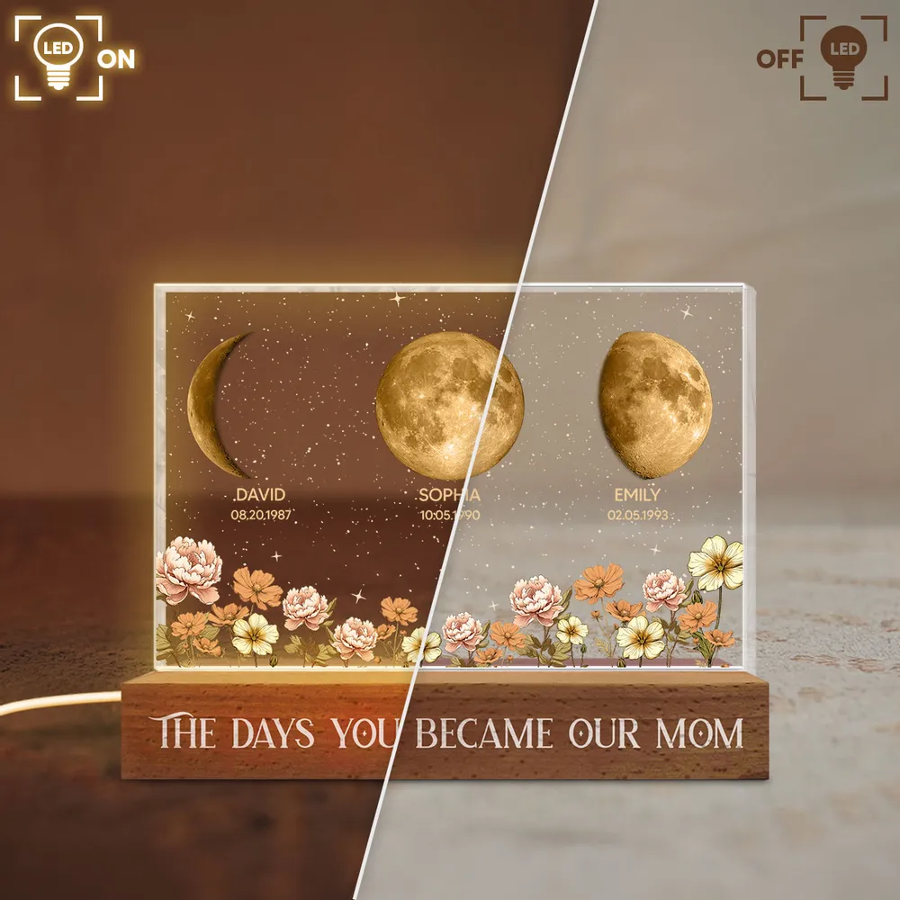 The Days You Became Our Mom Block LED Light Plaque, Custom Night Light for Bedroom or Office Desk, Meaningful Gift - Image 8