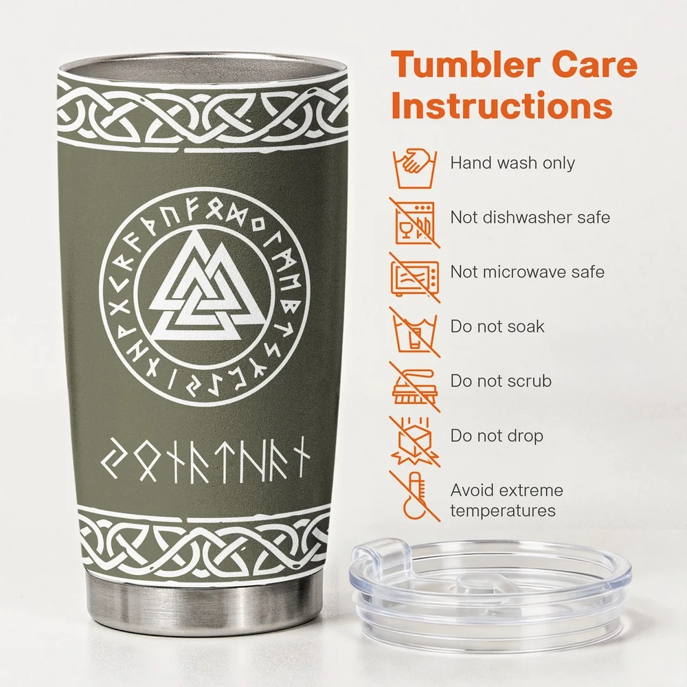 Norse Mythology Insulated Travel Tumbler, Personalized Rune Name Look - Sleek Celtic Knot Style, Creative Gift for Any Viking Fan - Image 5
