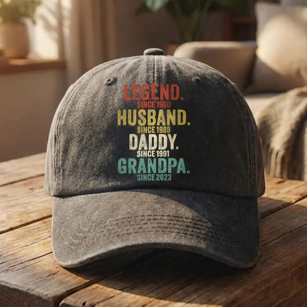 Personalized Washed Denim Baseball Cap with Legend Husband Daddy Quote - Vintage Look Everyday Wear Unique Gift for Dad - Image 2