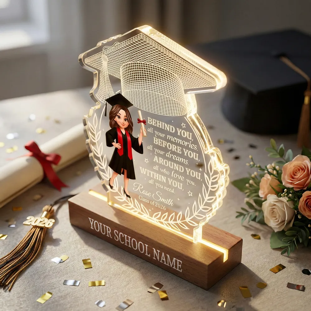 Shaped Acrylic Block LED Plaque Graduation Cap Quote, Warm Glow Desk Decor, Unique Creative Gift For Senior Grad - Image 3