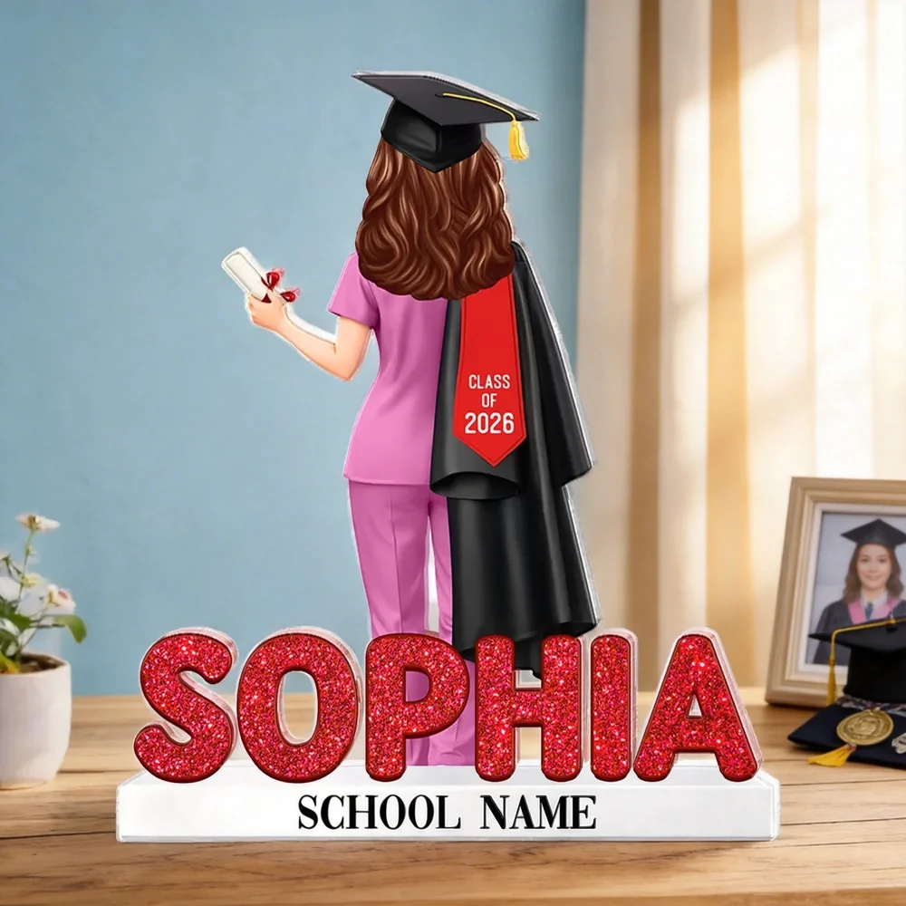 Personalized Shaped Acrylic Block Plaque for Nurse Graduation, Class Design Keepsake, Unique Gift for Her