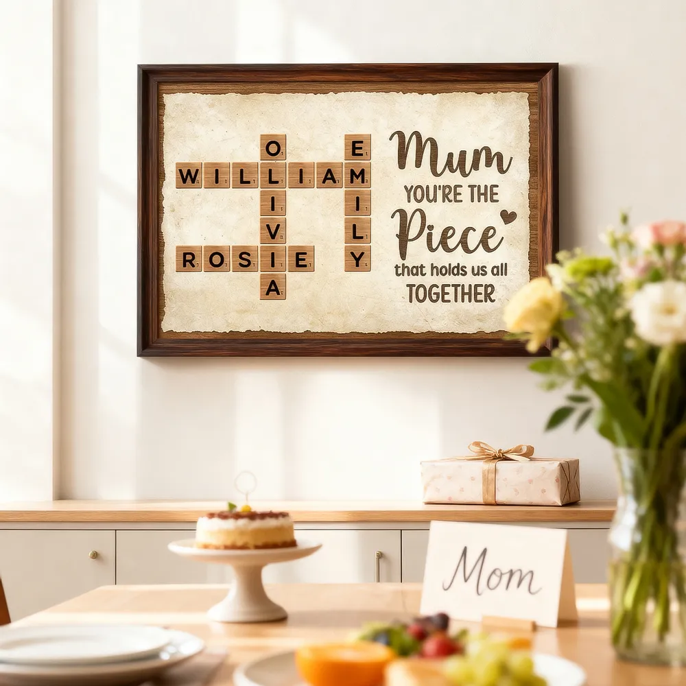 Mum You're The Piece That Holds Us All Together Poster, Personalized Family Word Art, Unique Gift for Mom - Image 5